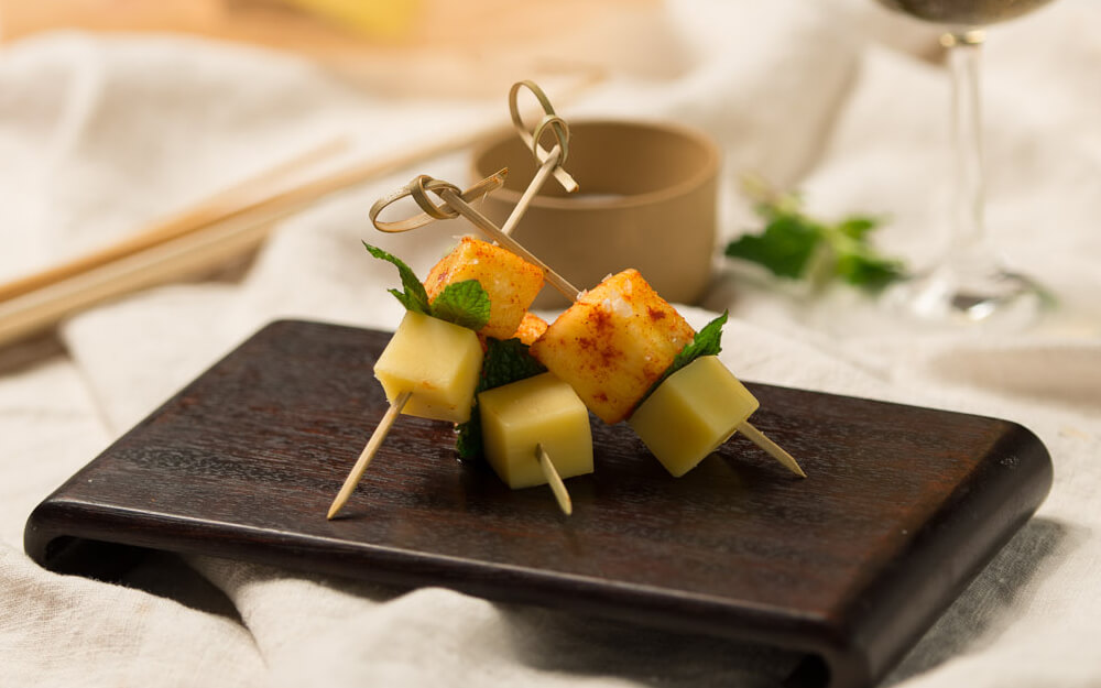 Pineapple and Comté Skewers